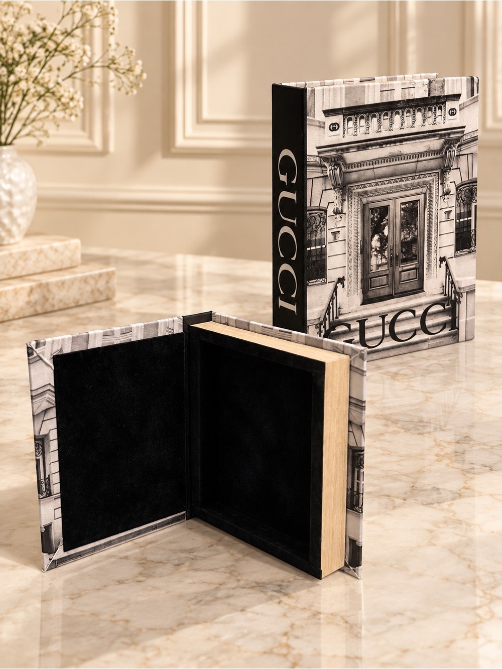 Gucci Decorative Book Storage Box | Black & White Luxury Home Decor